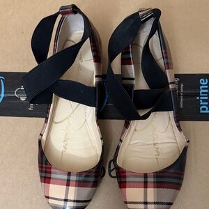 Plaid Women's Shoes with Black Straps